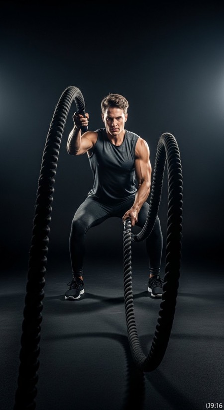 Battle Ropes Explosion pose reference photo