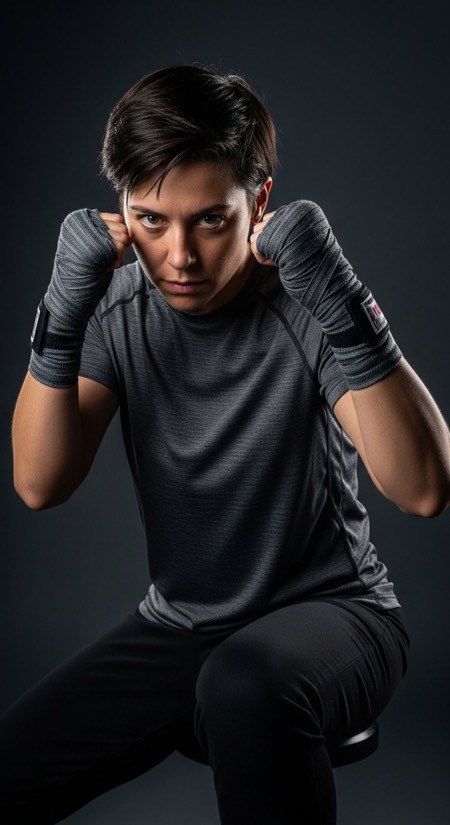 Boxing Stance With Wraps pose reference photo