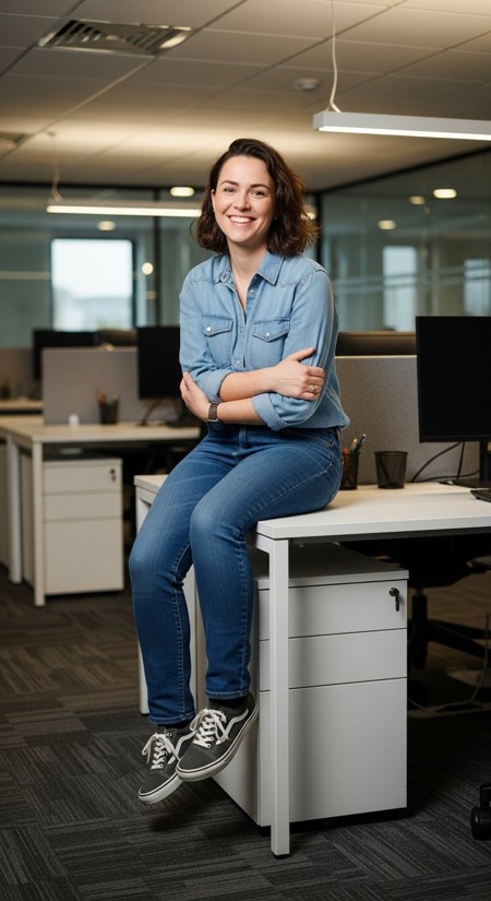 Desk Edge Casual Lean pose reference photo
