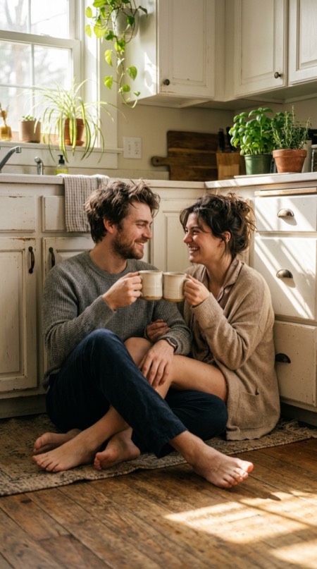 Matching Mugs Morning pose reference photo