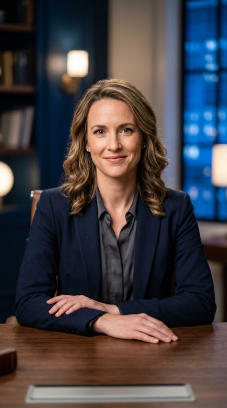 News Anchor Desk Portrait pose reference photo