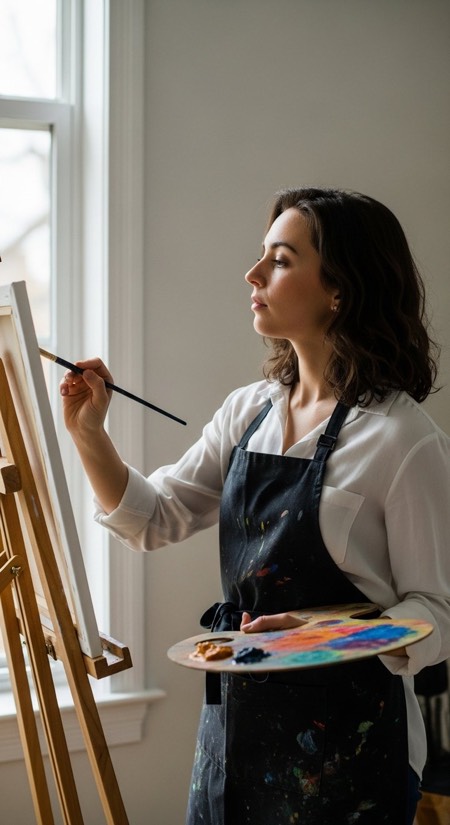Painting At Home Easel pose reference photo