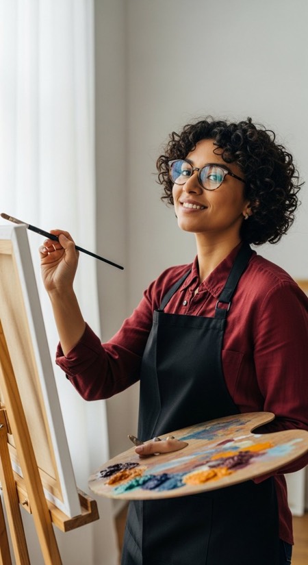 Professional Artist In Studio pose reference photo