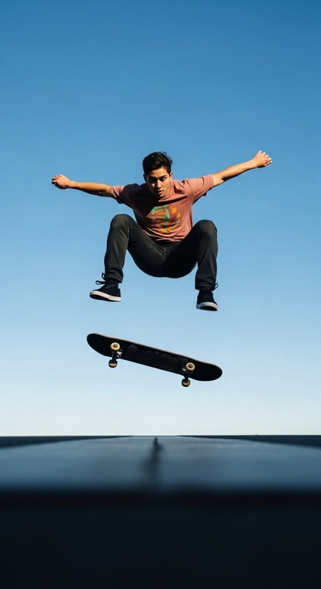Skateboard Ollie pose reference photo
