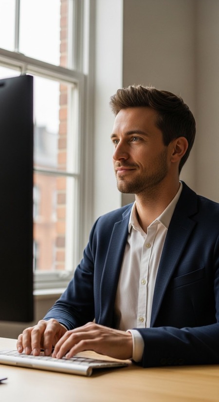 Software Developer At Desk pose reference photo