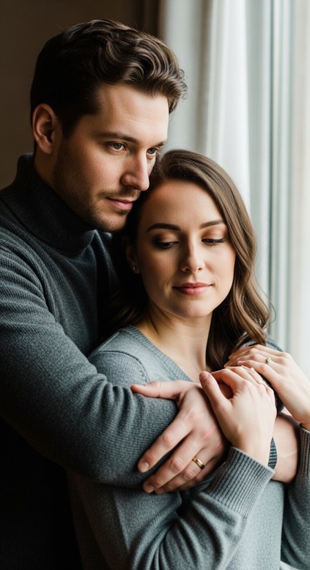 Window Light Embrace pose reference photo