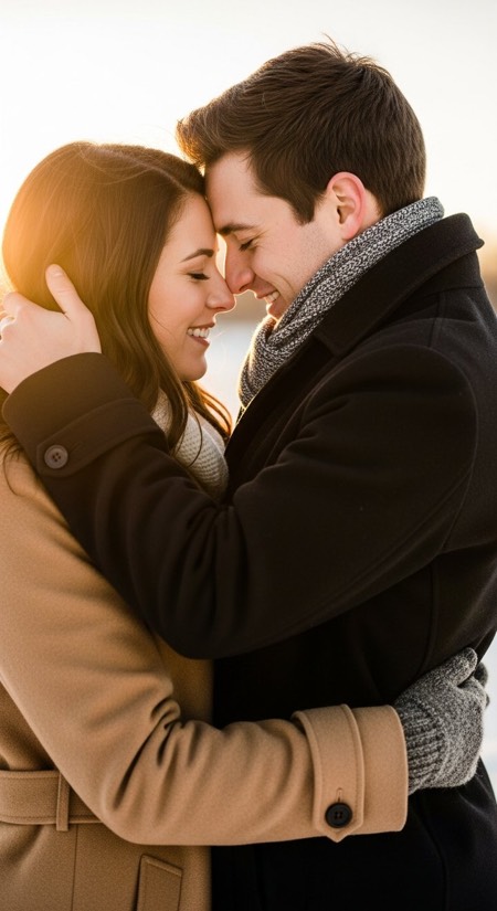 Winter Coat Cuddle pose reference photo